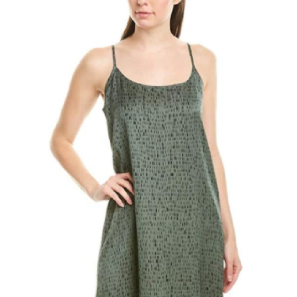 Eileen Fisher Green Printed Sleeveless Slip Dress